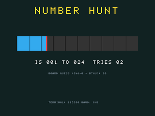 Number Hunt (serial terminal) on a Basys 3 FPGA (VGA screen)